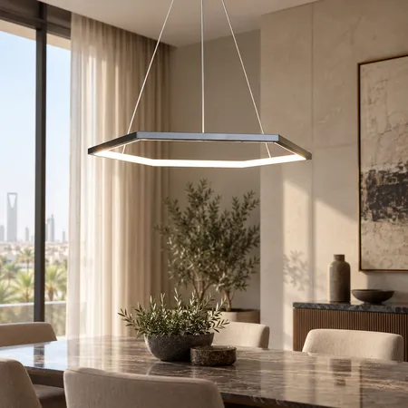 ثريا مودرن هندسية سوداء 30 واط مقاس 60 سم