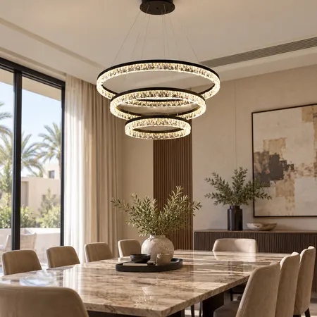 ثريا مودرن بحلقات متعددة سوداء 125 واط مقاس 40*60*80 سم