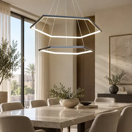 ثريا مودرن هندسية سوداء 75 واط مقاس 60 مع 80 سم