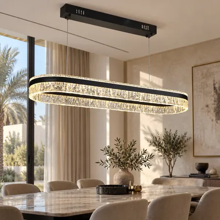 إنارة معلقة مودرن طولية سوداء 105 واط مقاس 90*30 سم – موديل 0252