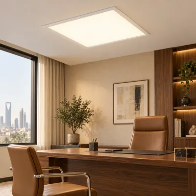 بنل سقف LED مربع 60×60 فئة 60 ضوء أصفر دافئ – إنارة مكاتب سقفية مسطحة – 61674
