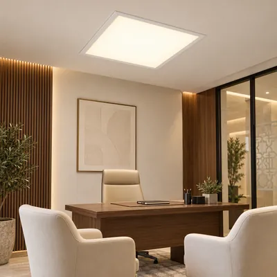 بنل سقف LED مربع 60×60 فئة 48 ضوء أصفر دافئ – إنارة مكاتب سقفية مسطحة – 61677