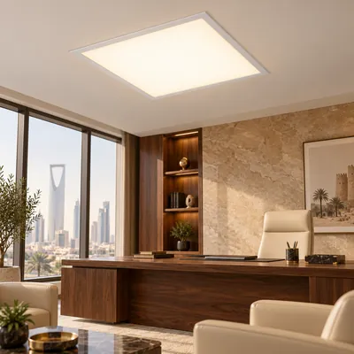 بنل سقف LED مربع 60×60 فئة 96 ضوء أصفر دافئ – إنارة مكاتب سقفية مسطحة – 61679