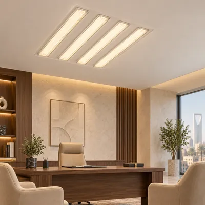 إنارة سقف دفن شرائح LED 60×60 96 واط ضوء أصفر دافئ – إضاءة مكاتب مدفونة مودرن – 778
