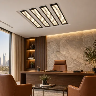إنارة سقف عدسات LED 60×60 120 واط 3000K أبيض وأسود – إضاءة مكاتب موجهة مودرن – f101301