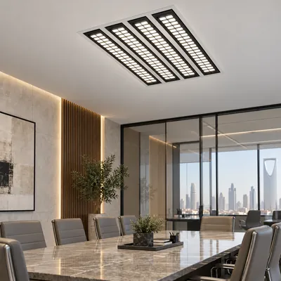 إنارة سقف عدسات LED 60×60 120 واط 4000K أبيض وأسود – إضاءة مكاتب موجهة مودرن – f101302