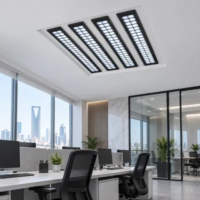 إنارة سقف عدسات LED 60×60 120 واط 8000K أبيض وأسود – إضاءة مكاتب موجهة مودرن – f101303