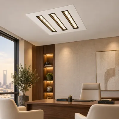 إنارة سقف عدسات LED 60×60 90 واط 3000K أبيض وأسود – إضاءة مكاتب موجهة مودرن – f101304