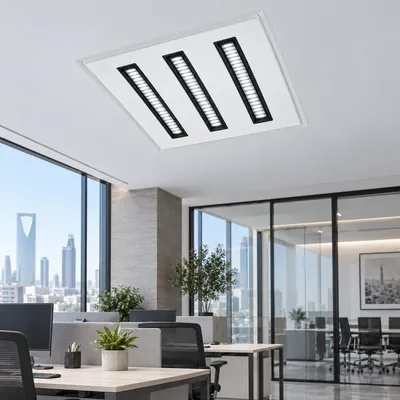 إنارة سقف عدسات LED 60×60 90 واط 8000K أبيض وأسود – إضاءة مكاتب موجهة مودرن – f101306