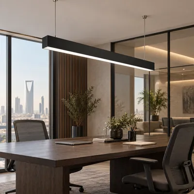ثريا مكتبية خطية LED معلقة أسود طول 180 سم – إنارة مكاتب طولية مودرن مقاس 42×100×1800 مم – F101339