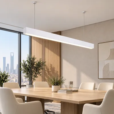 ثريا مكتبية خطية LED معلقة أبيض طول 180 سم – إنارة مكاتب طولية مودرن مقاس 42×100×1800 مم – F101340