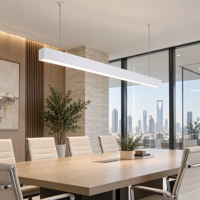 ثريا مكتبية خطية LED معلقة أبيض طول 240 سم – إنارة مكاتب طولية مودرن مقاس 42×150×2400 مم – F101342