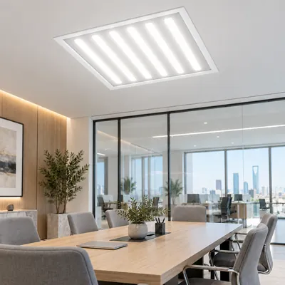 إنارة سقف 6 خطوط LED 60×60 120 واط ضوء أبيض – بنل مكاتب مودرن بخطوط ليزر – F101343
