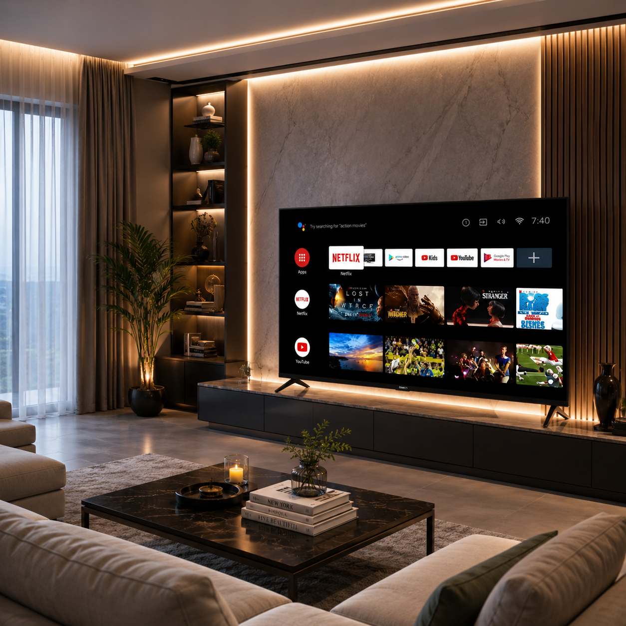 شاشة كي ام سي 70 بوصة سمارت 4K مع رسيفر