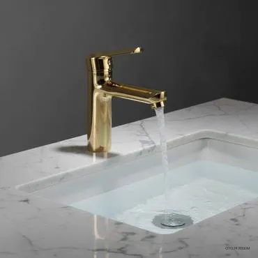 خلاط مغسلة قصير -ذهبي مع ليات وهراب - PP10125-G
