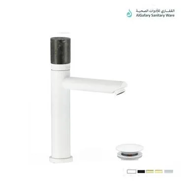 خلاط مغسلة بلوتو أبيض بماسكة اسود - PP10124-WS