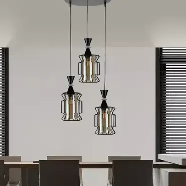 ثريا علاقي ثلاثي اسود E27*3L
